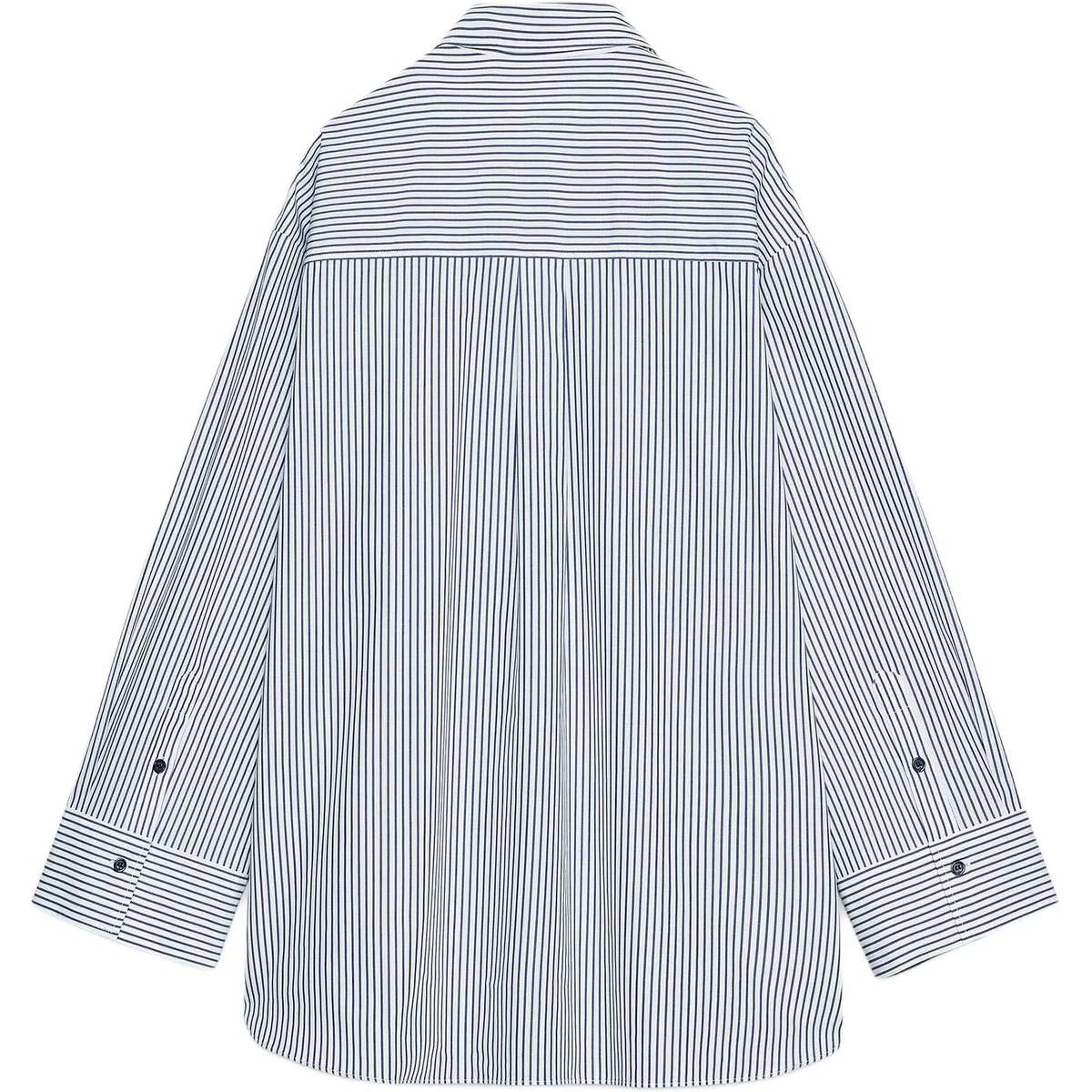 Женская рубашка поло с воротником White/Sea Blue ZARA, бело-голубая — фото 3