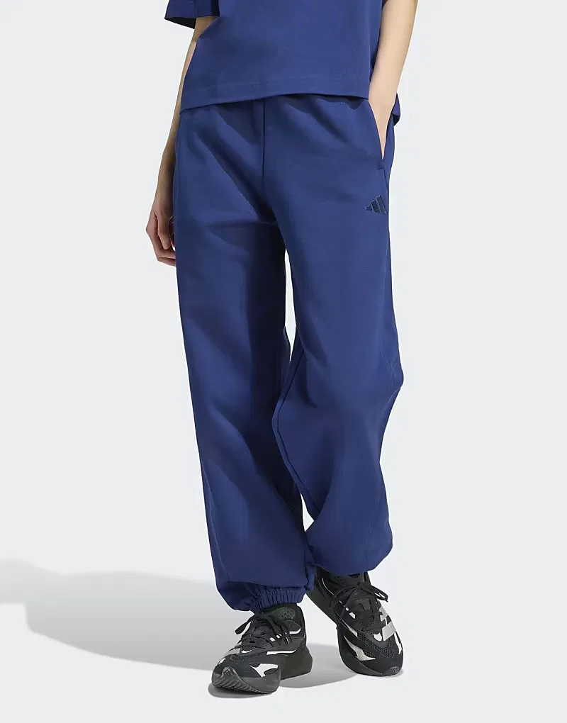 Брюки свободные с манжетами kit small logo Adidas Performance, темно-синий