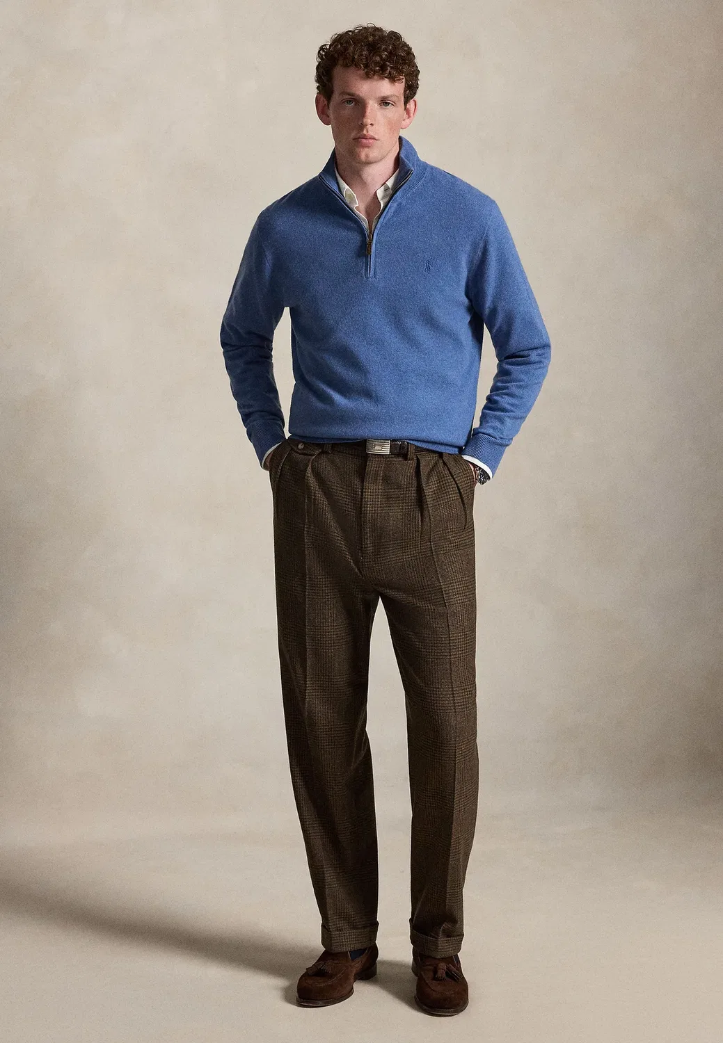 Шерстяной свитер с застежкой-молнией на четверть длины Polo Ralph Lauren, Blue Borage Heather — фото 2