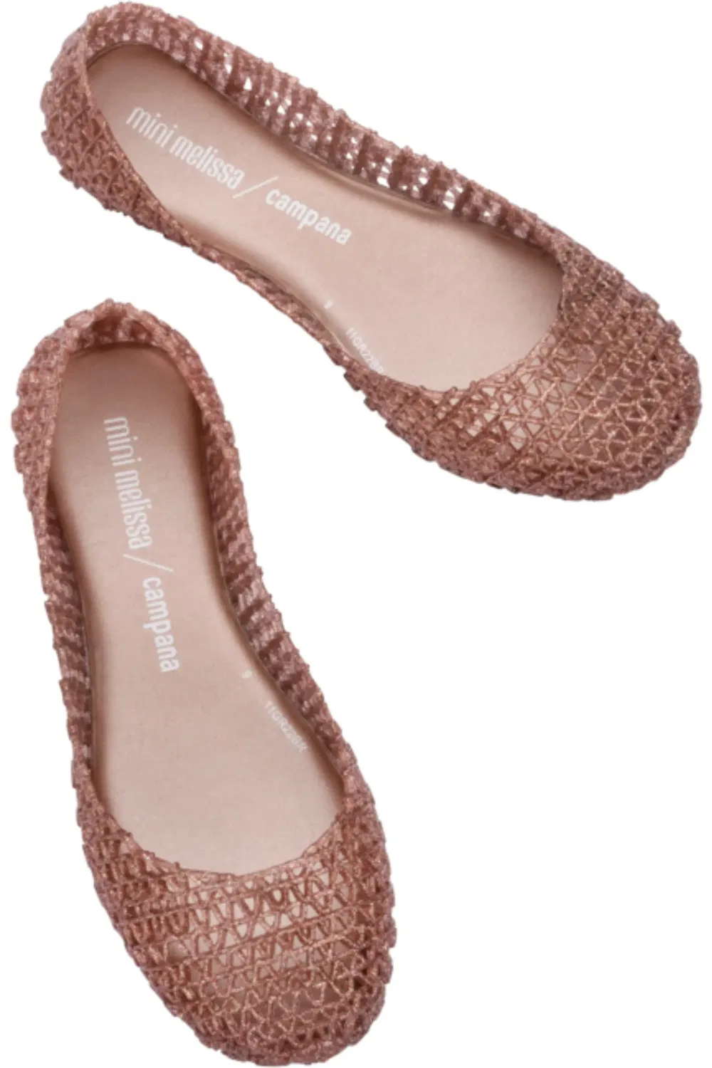 Детские туфли балетки с блестками Campana Zigzag Mini Melissa, Rose Glitter — фото 3