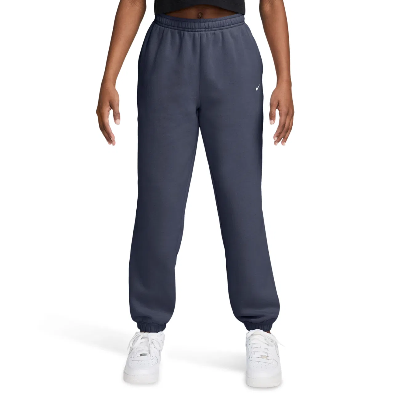 Детские флисовые штаны для девочек свободного кроя Nike Studio Fleece Loose, синий/белый
