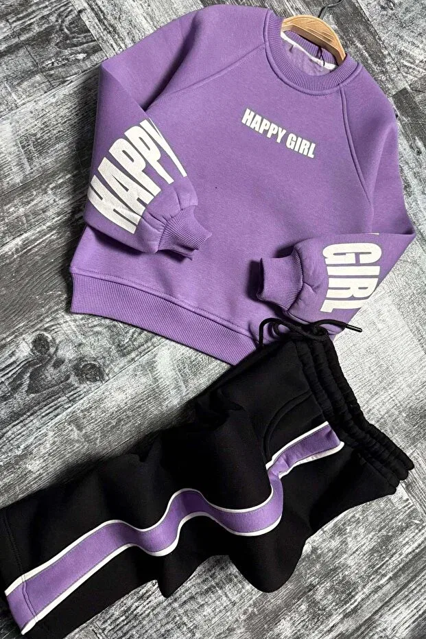 Детский комплект свитшот-брюки для девочек с принтом Riccotarz, Lilac — фото 4