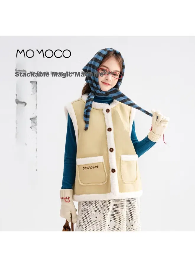 Жилет детский зимний из замши Momoco, горчичный