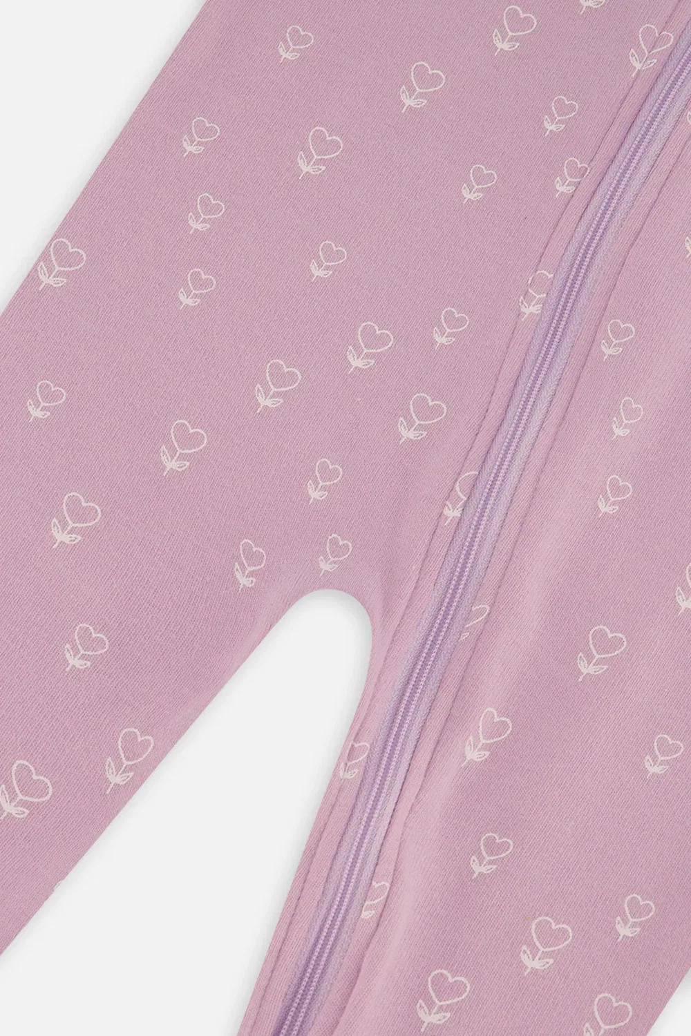 Детский комбинезон-пижама на молнии с цветочным принтом Deux par Deux, Purple Floral Print — фото 3