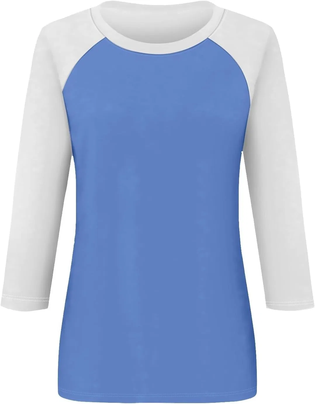 Женская футболка с рукавом 3/4 и цветовой блокировкой, Light Blue — фото 4