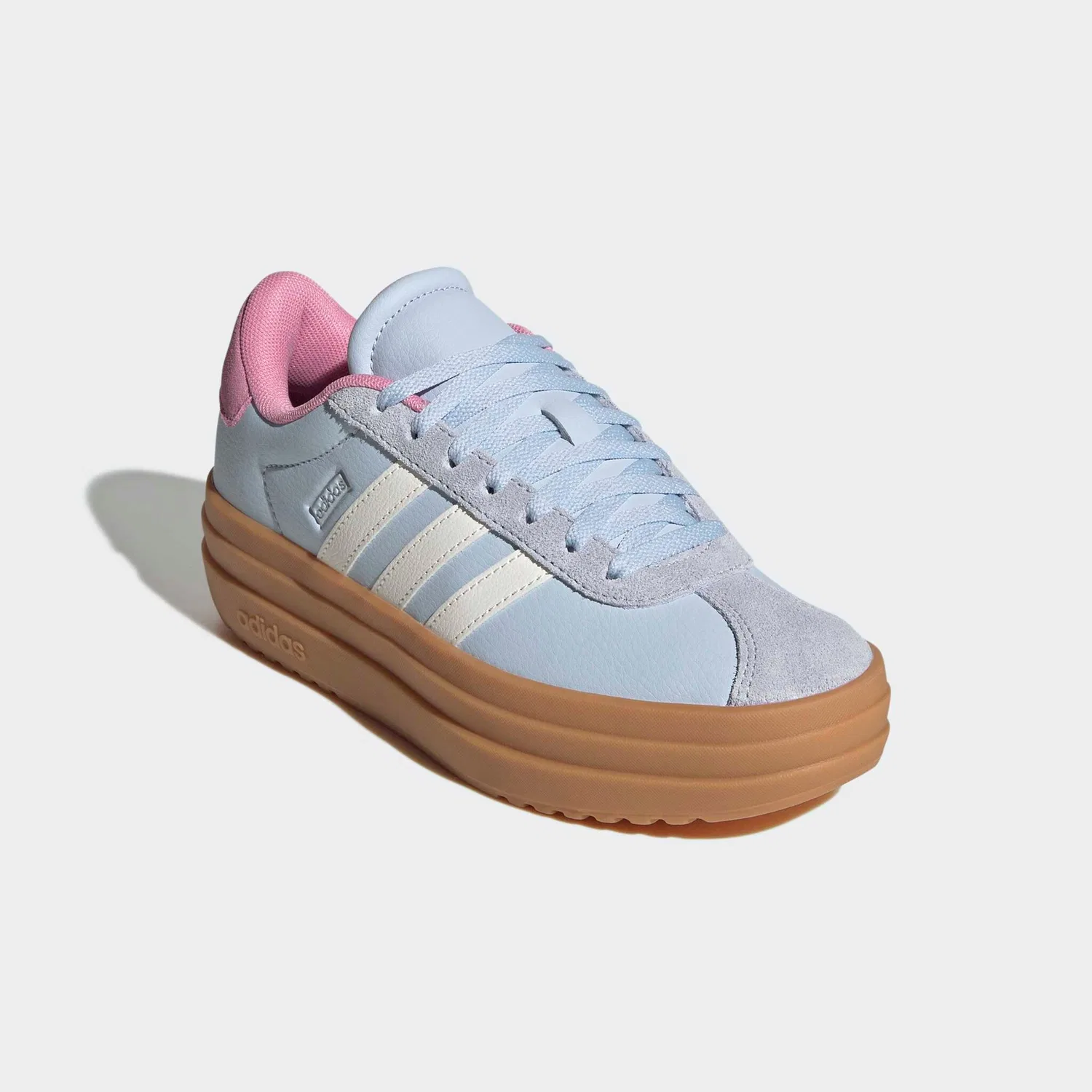Детские кожаные кроссовки на платформе VL Court Bold Adidas Sportswear, Crystal Sky/Core White/St Tropic Bloom