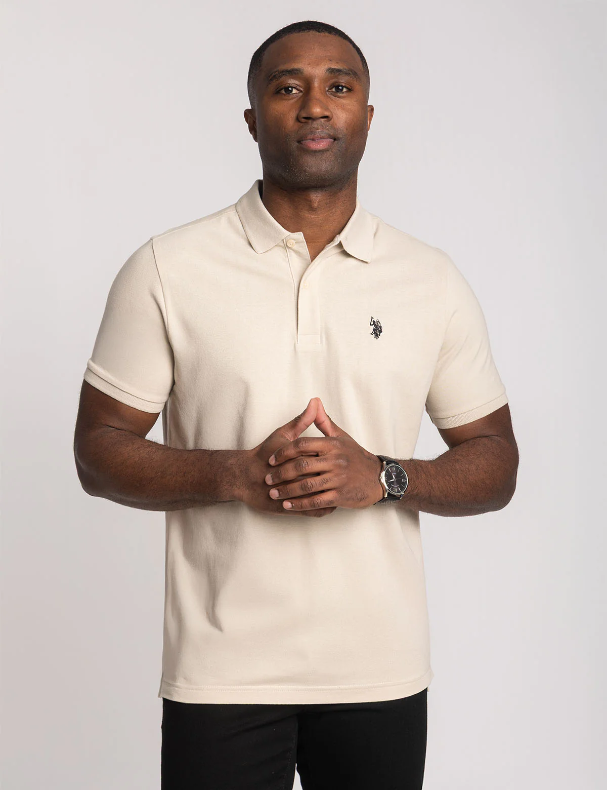 

Футболка поло U.S. Polo Assn. Solid Pique Small Logo, устрично-белый