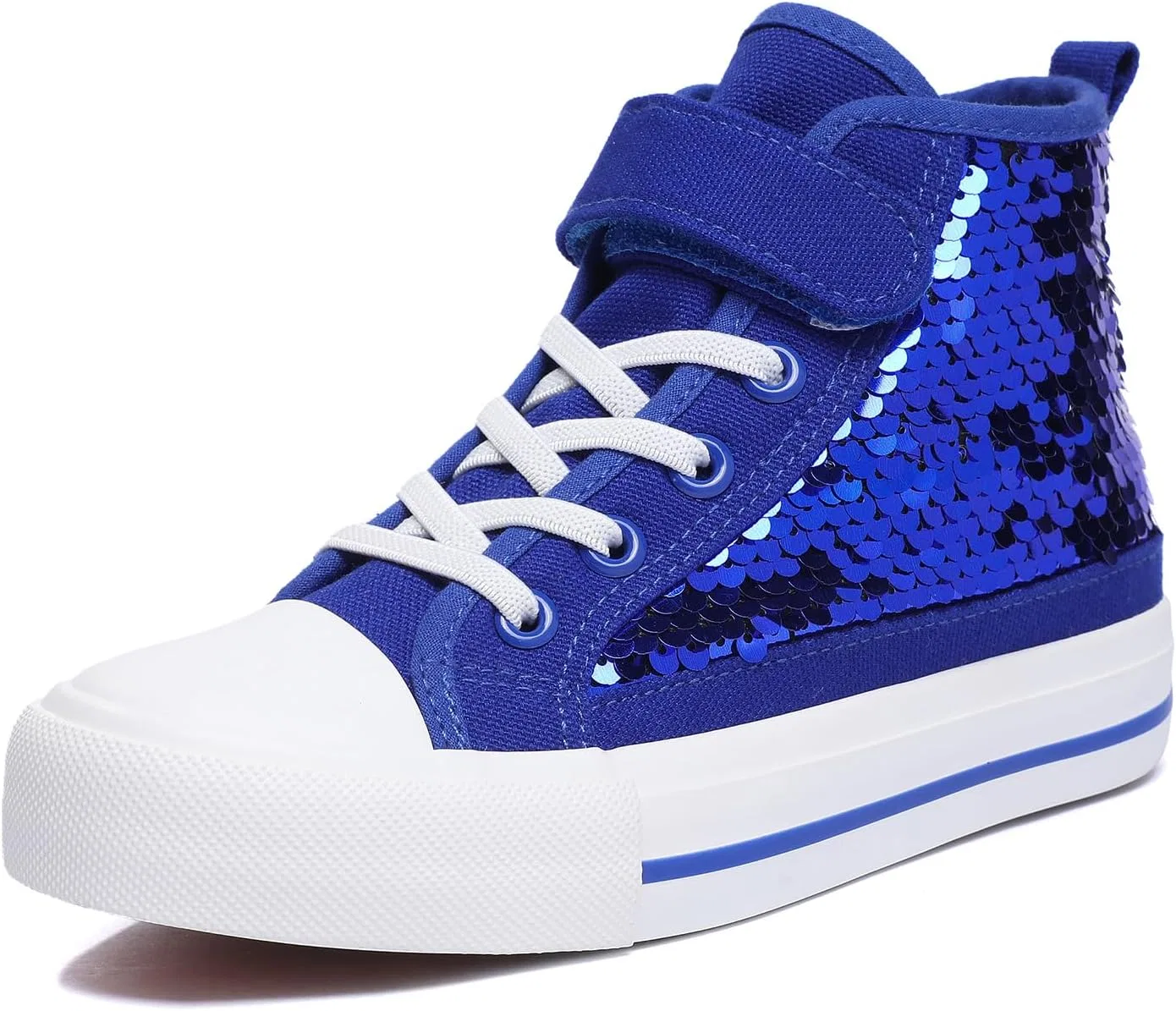 Детские кеды с блестками на шнуровке Zoroadke, Royal Blue Sequins