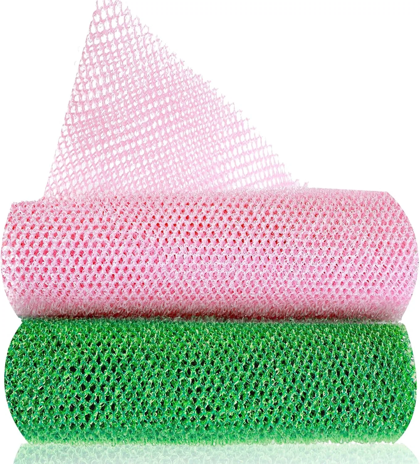 Мочалка африканская сетка, 2 шт, GEEHUA, 80x30 см, Розовый, Зеленый