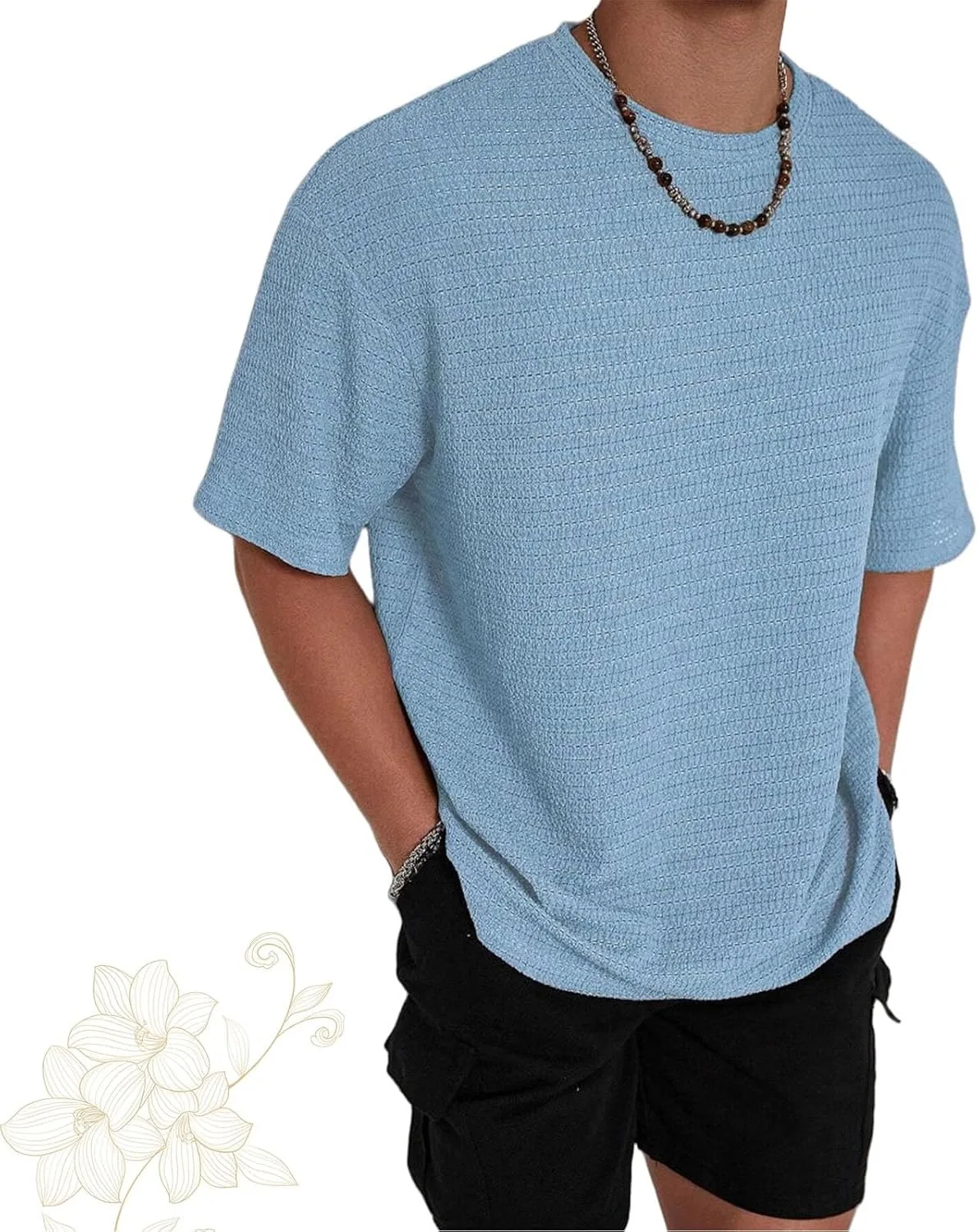 

Мужская футболка с дроп-плечом и жаккардовым узором