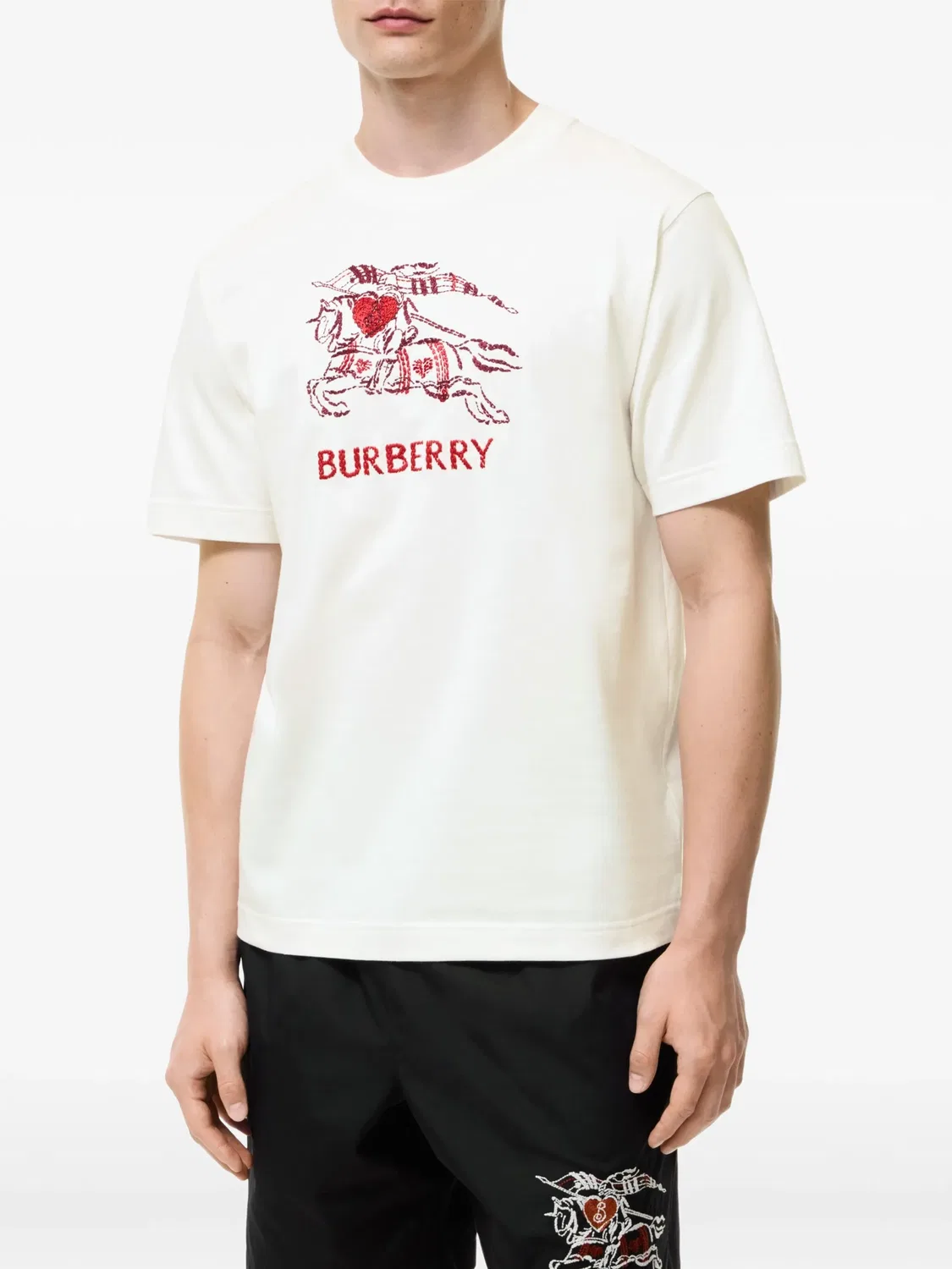 Футболка с принтом Burberry, нейтральные цвета — фото 2