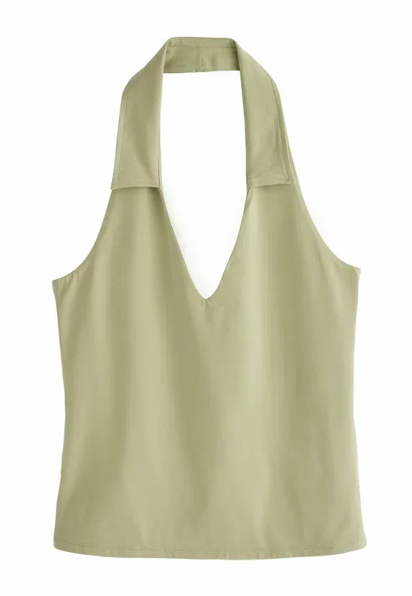 Топы с низким v-образным вырезом Regular Fit 3 Pack, Next, Green Stripe Ecru, зеленый — фото 3