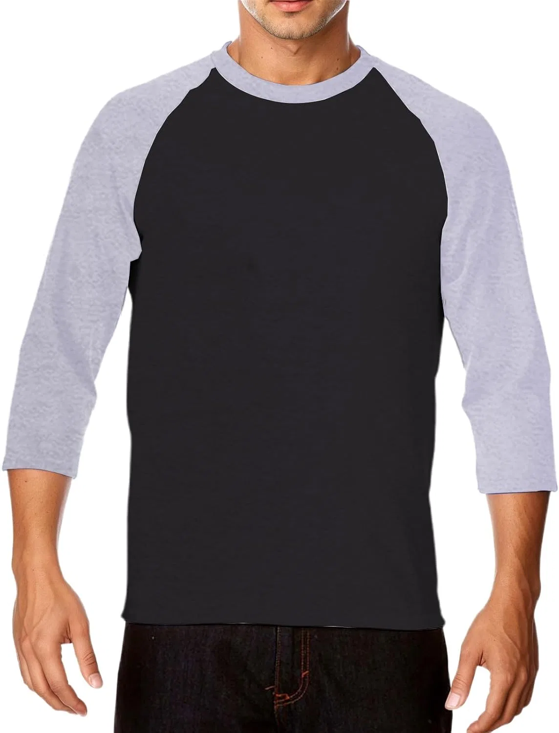 Мужская футболка с принтом, с рукавом 3/4, Slim Fit, светло-серый — фото 2