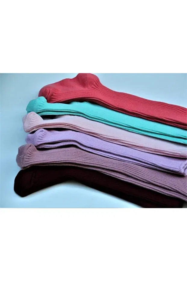 Детские носки для девочек длинные органические Pack of 6 Derby Knee Socks Bebeğime Çorap, Pomegranate Blossom-Turquoise-Turquoise-Pink-Lilac-Rose Dried-Burgundy