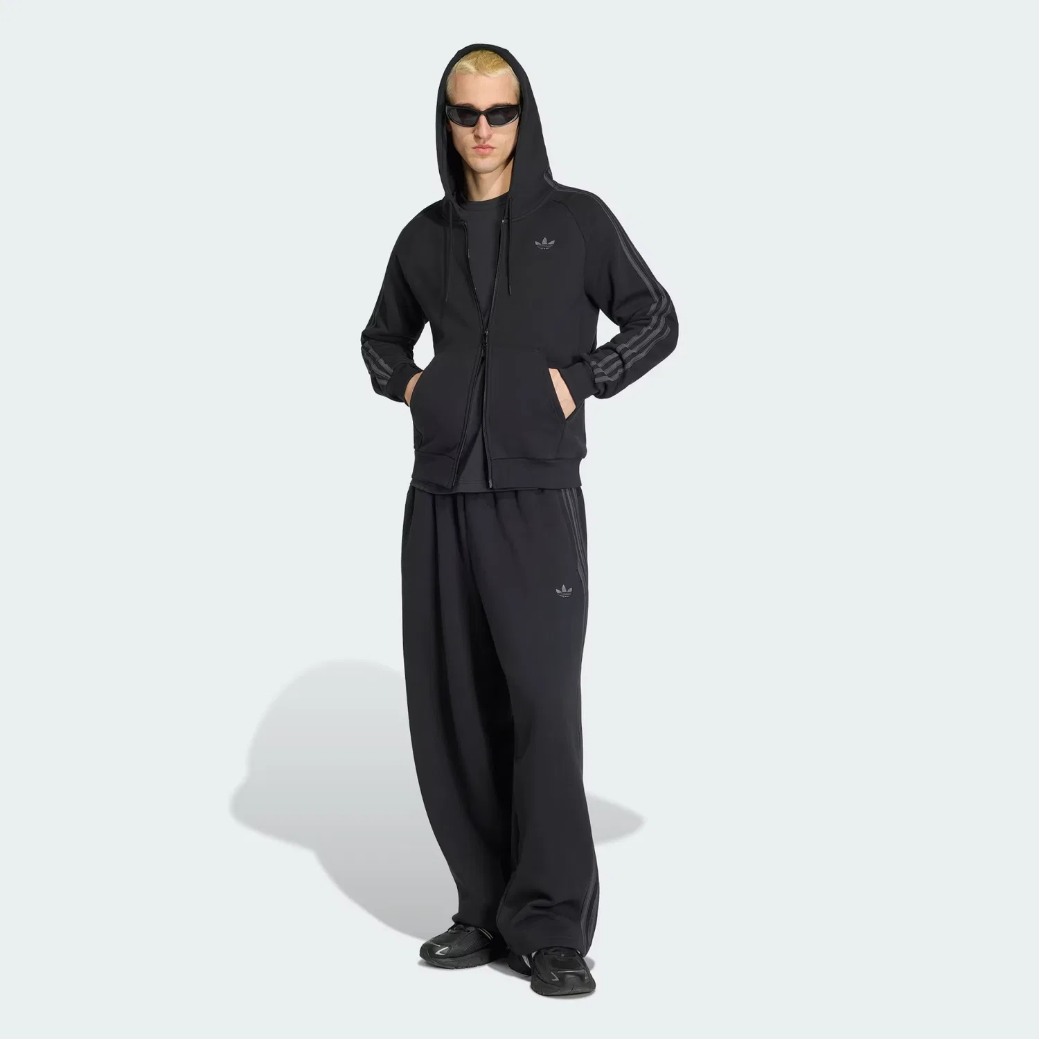 Мужское худи на флисе Adicolor Over the Hood Stripes Adidas Originals, черный — фото 3
