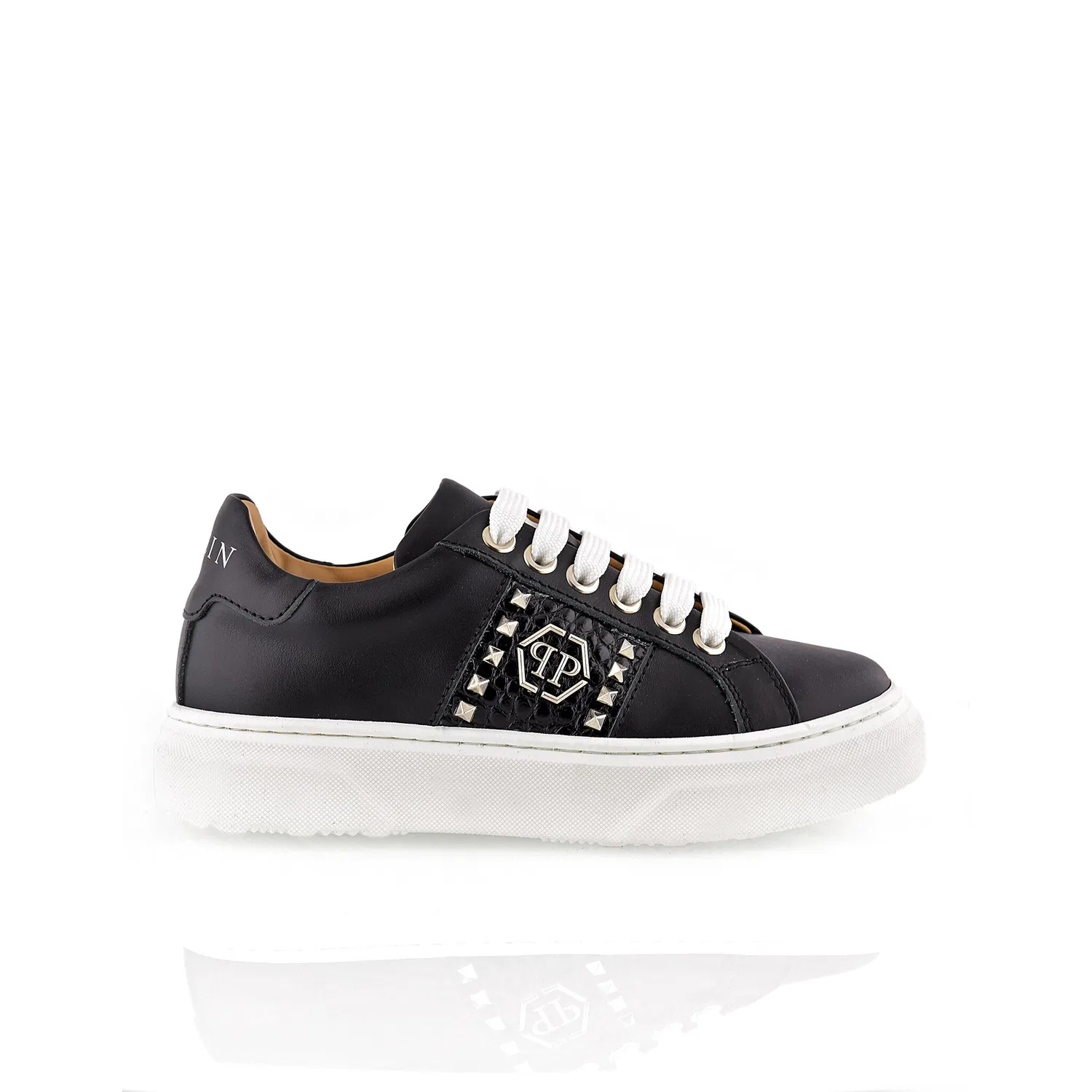Детские кроссовки из телячьей кожи Philipp Plein, Black — фото 3