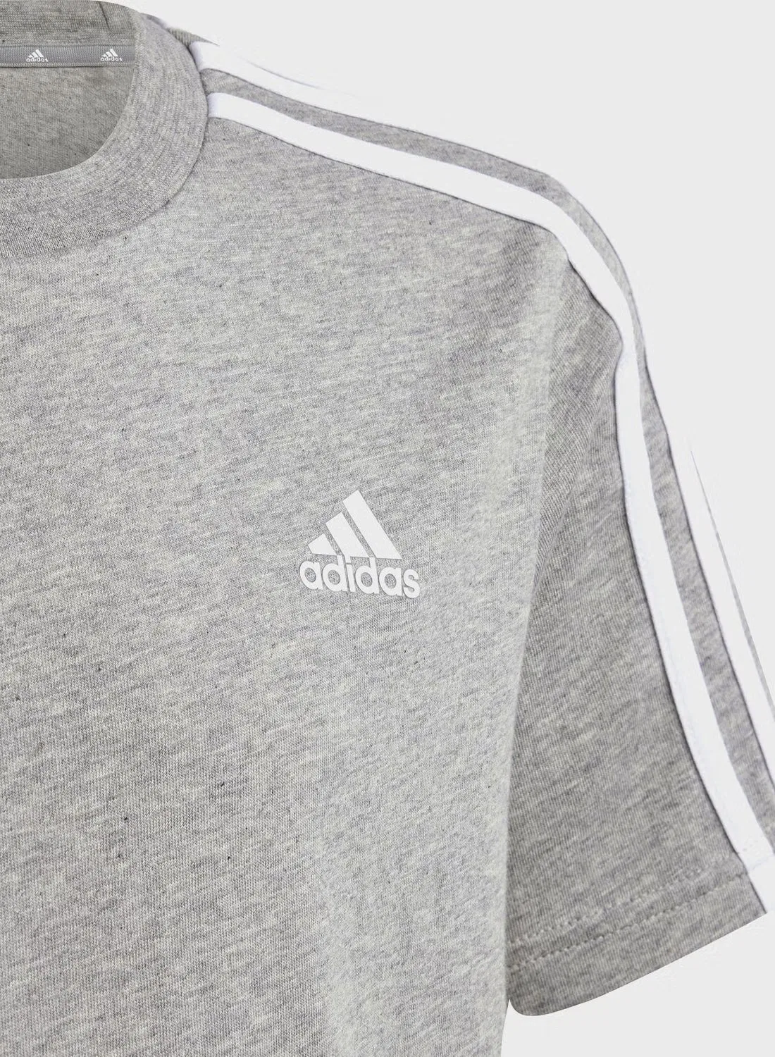Футболка с логотипом и 3 полосками Adidas, серая — фото 3