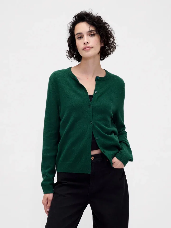 Женский кардиган с круглым вырезом GAP, Dark Green