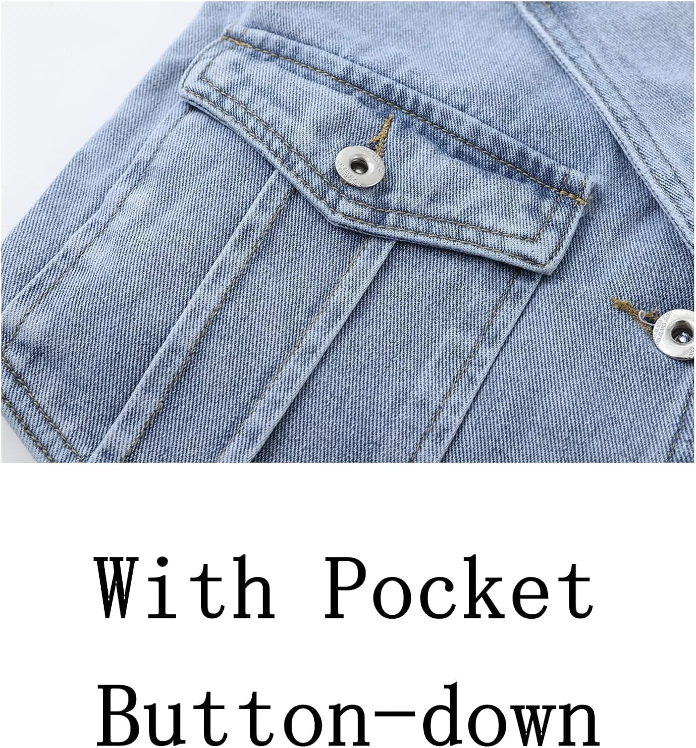 Женский джинсовый жилет без рукавов с принтом, Fitted Denim Vests — фото 3