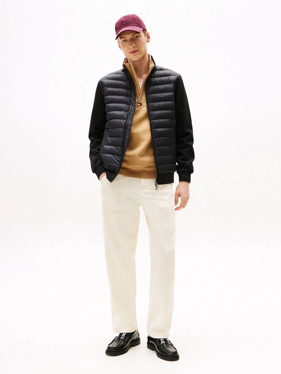 Куртка TOMMY HILFIGER Between-Season Jacket 'Mixed Texture Intechno Zip-thru' черного цвета — фото 4
