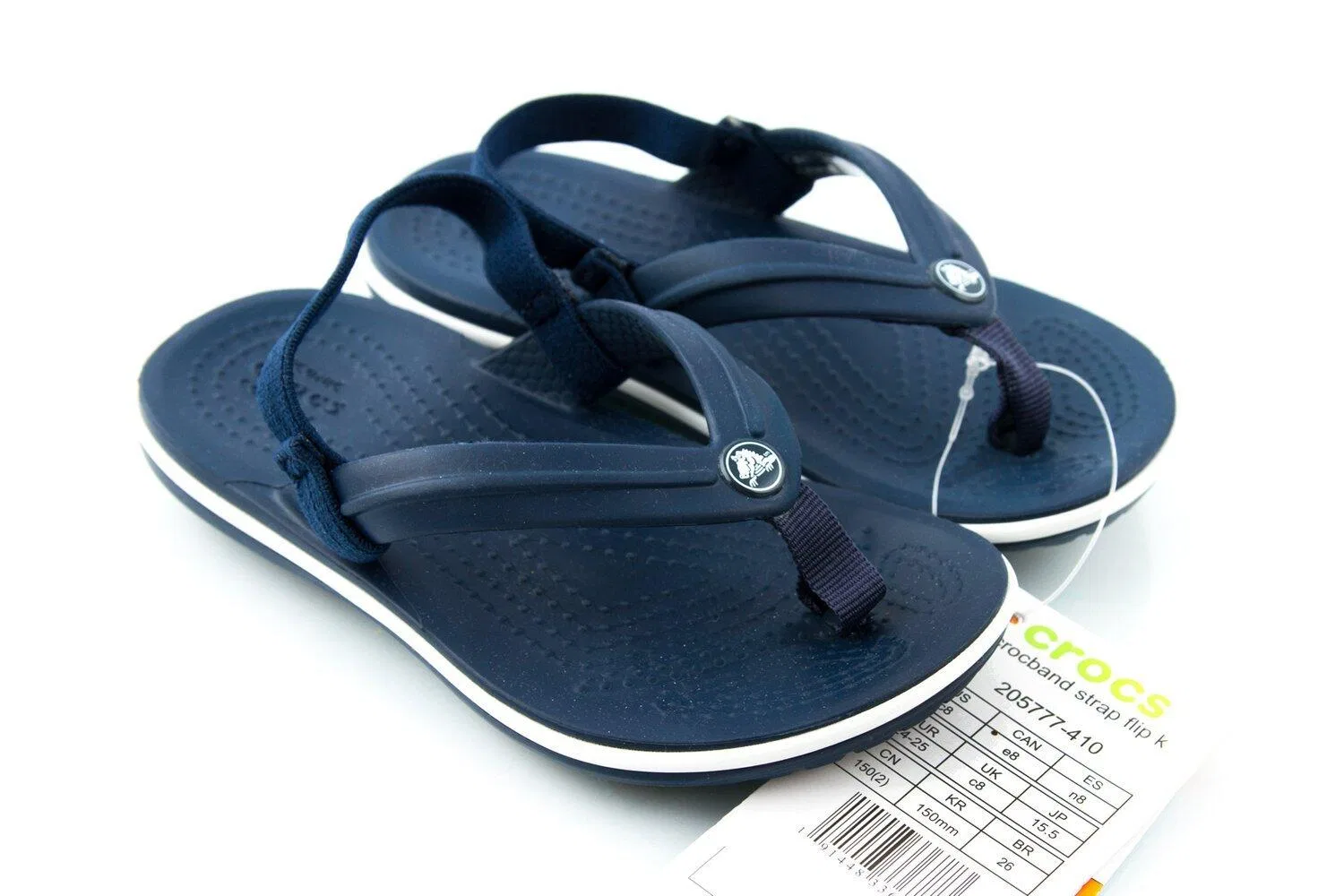 Детские шлепанцы с ремешком Crocband Strap Flip Crocs, Navyblau — фото 3