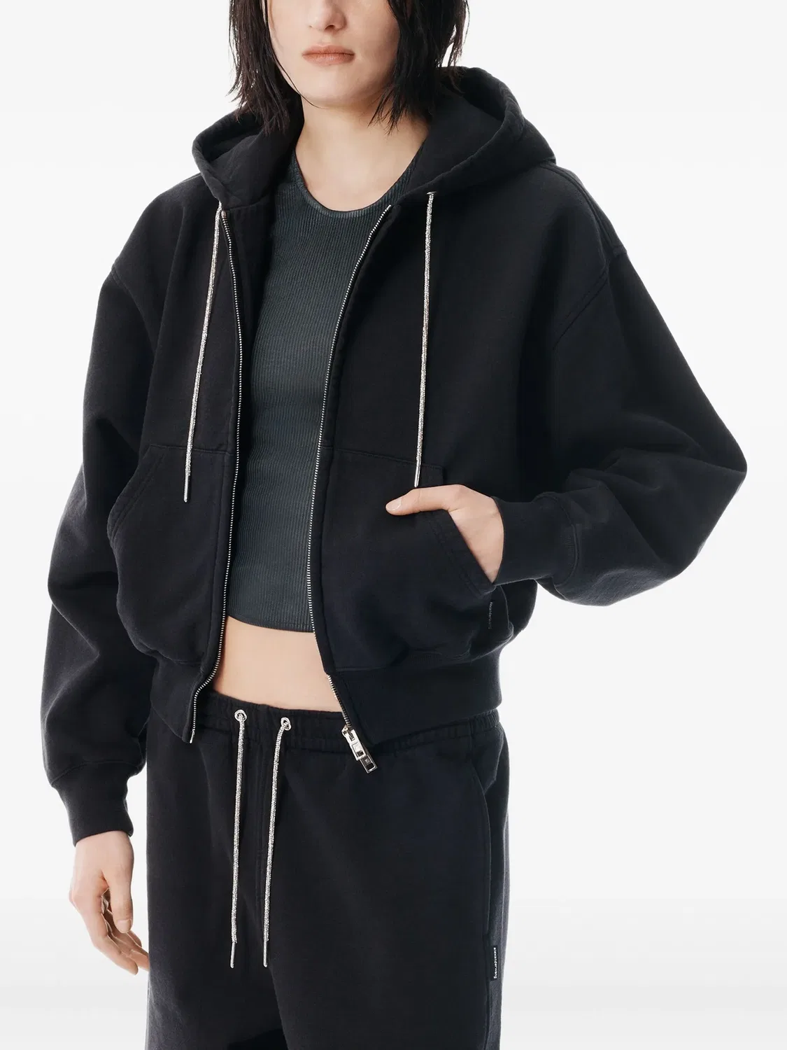 Трек-брюки хлопковые черные Alexander Wang, черный — фото 2