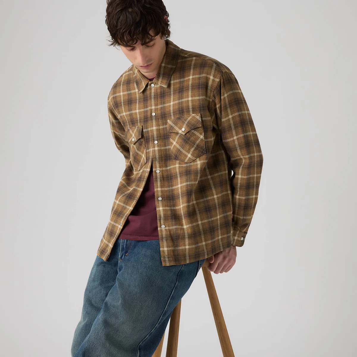 Классическая фланелевая рубашка свободного кроя в западном стиле Levi's, Ryder Plaid Foxtrot - White — фото 2