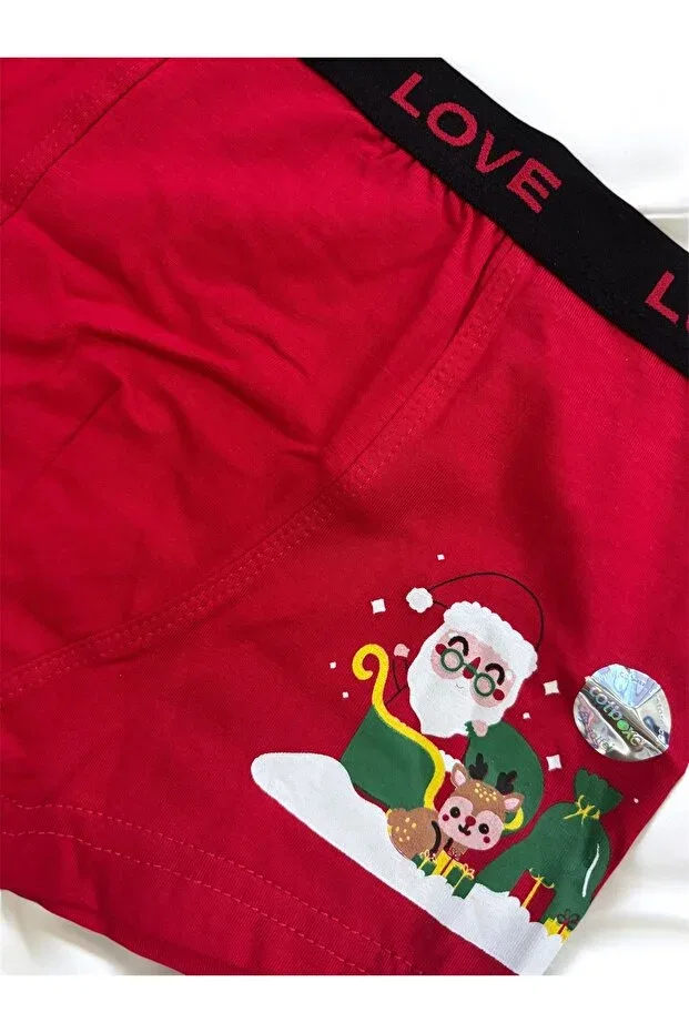 Детские боксеры для мальчиков с новогодним принтом Asorti, Red New Year Patterned — фото 2