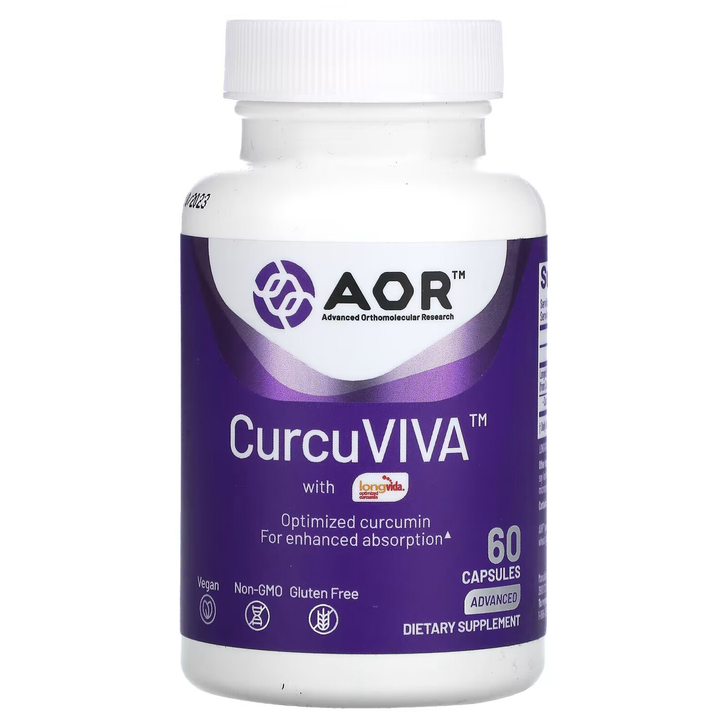 

Advanced Orthomolecular Research AOR, CurcuViva, 60 вегетарианских капсул