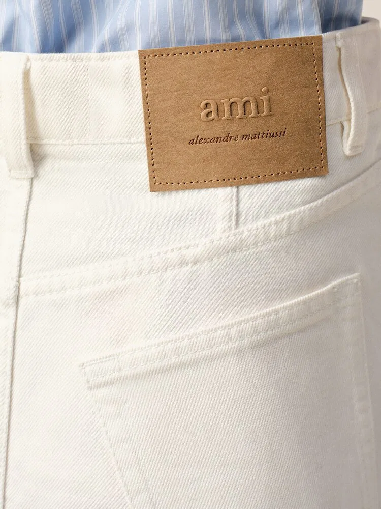 Юбка длинная хлопковая Long Skirt AMI PARIS, White — фото 4
