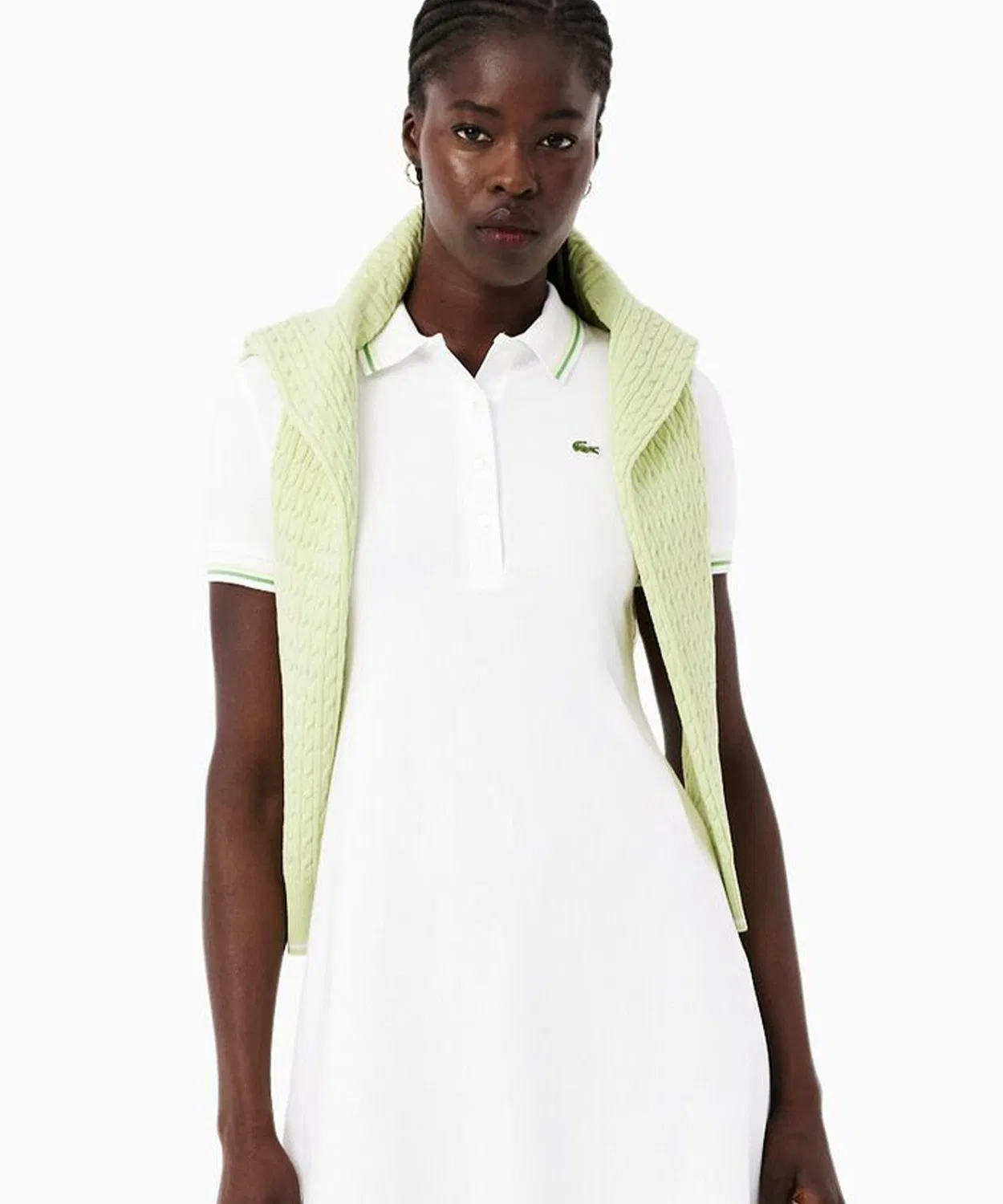 Женское платье-поло с контрастной отделкой LACOSTE, Белый
