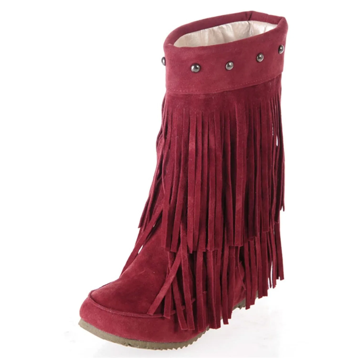 Детские ботинки для девочек с принтом Girls Elegant Non-Slip Leather Boots with Printed Pattern and Lace Up Boots for Women Western Garden Boots Non-Slip Leather Winter Shoes, Red — фото 3