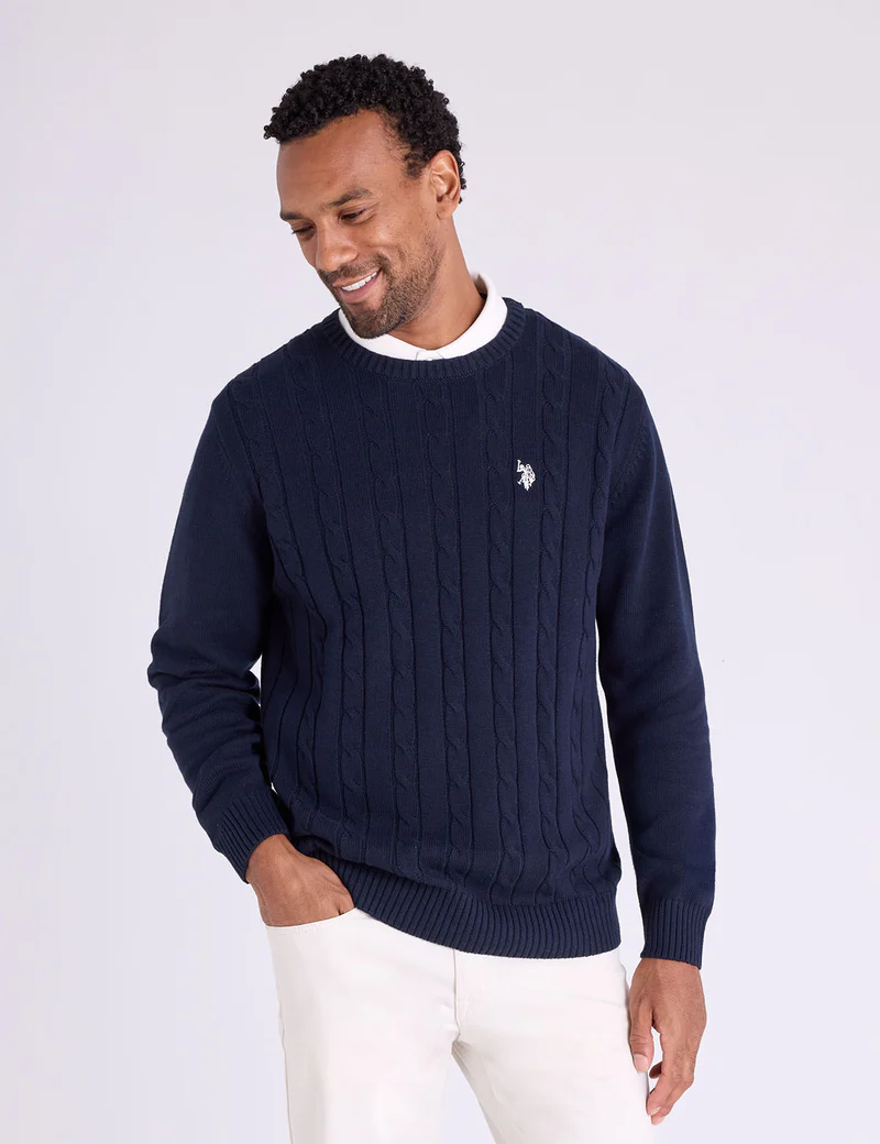 

Свитер U.S. Polo Assn Cable Crew Neck, темно-синий