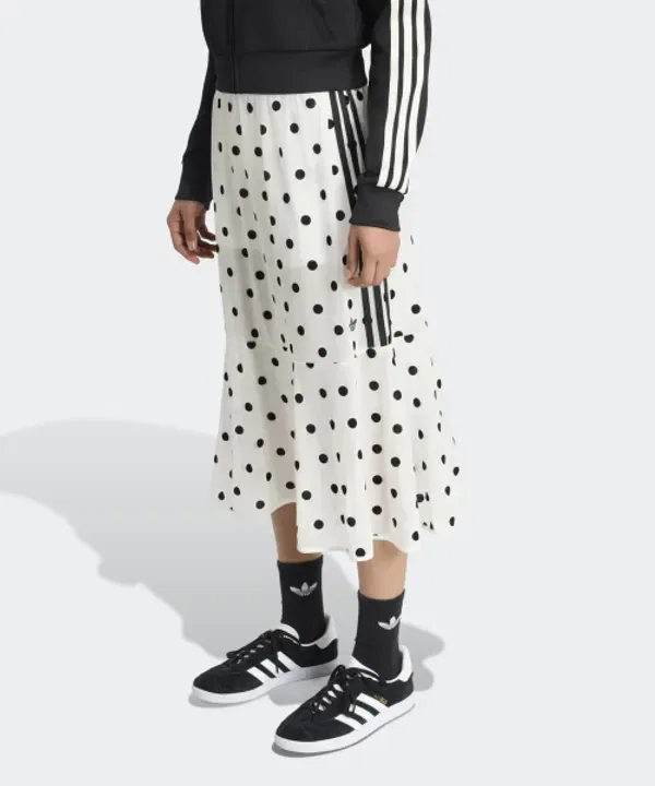 Юбка миди полка-дот Adidas, белый