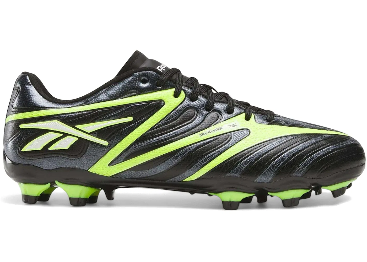 Детские бутсы Reebok Sidewinder 26 League FG, для натурального газона, Black/Digital Lime/Grey 6