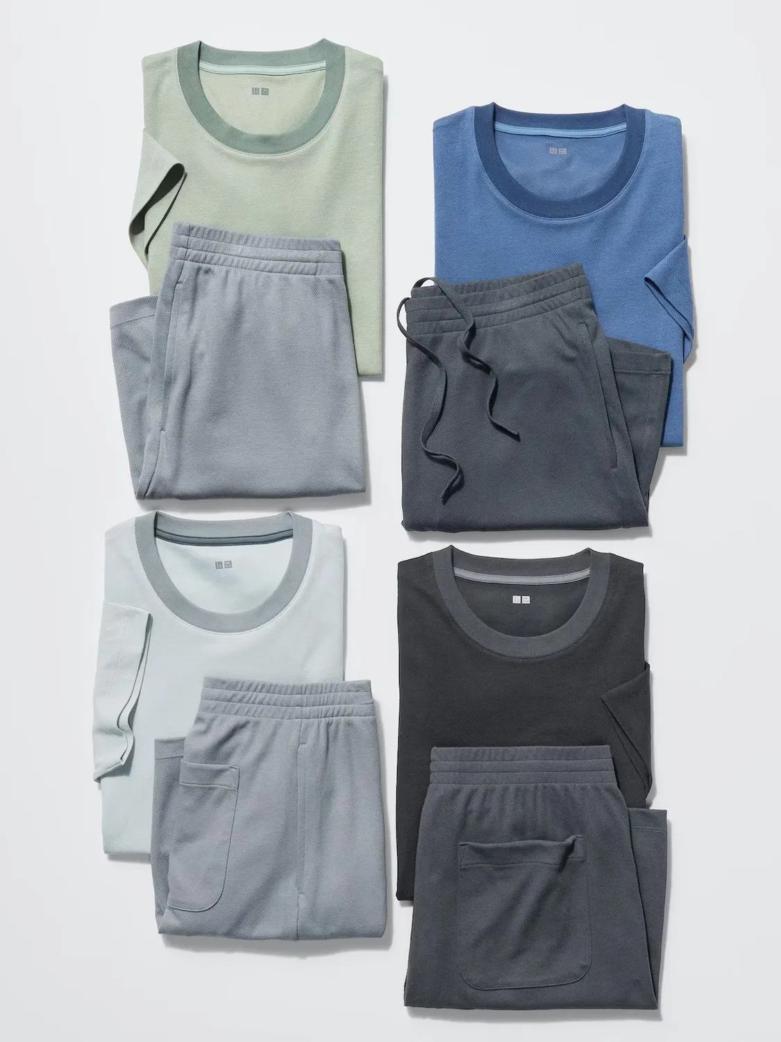 Комплект Uniqlo airism из хлопковой сетки, для тела, синий — фото 3