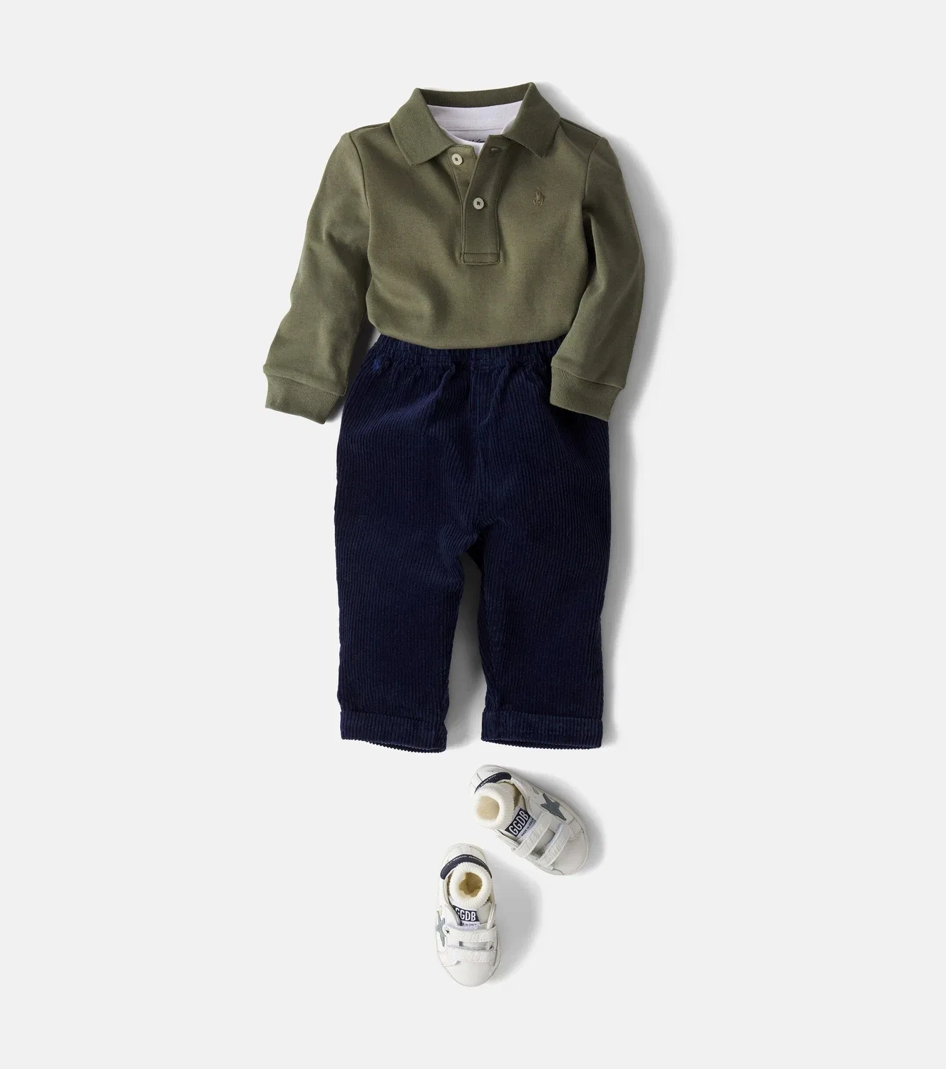 Боди с воротником-поло Polo Ralph Lauren Kids, зеленый — фото 2