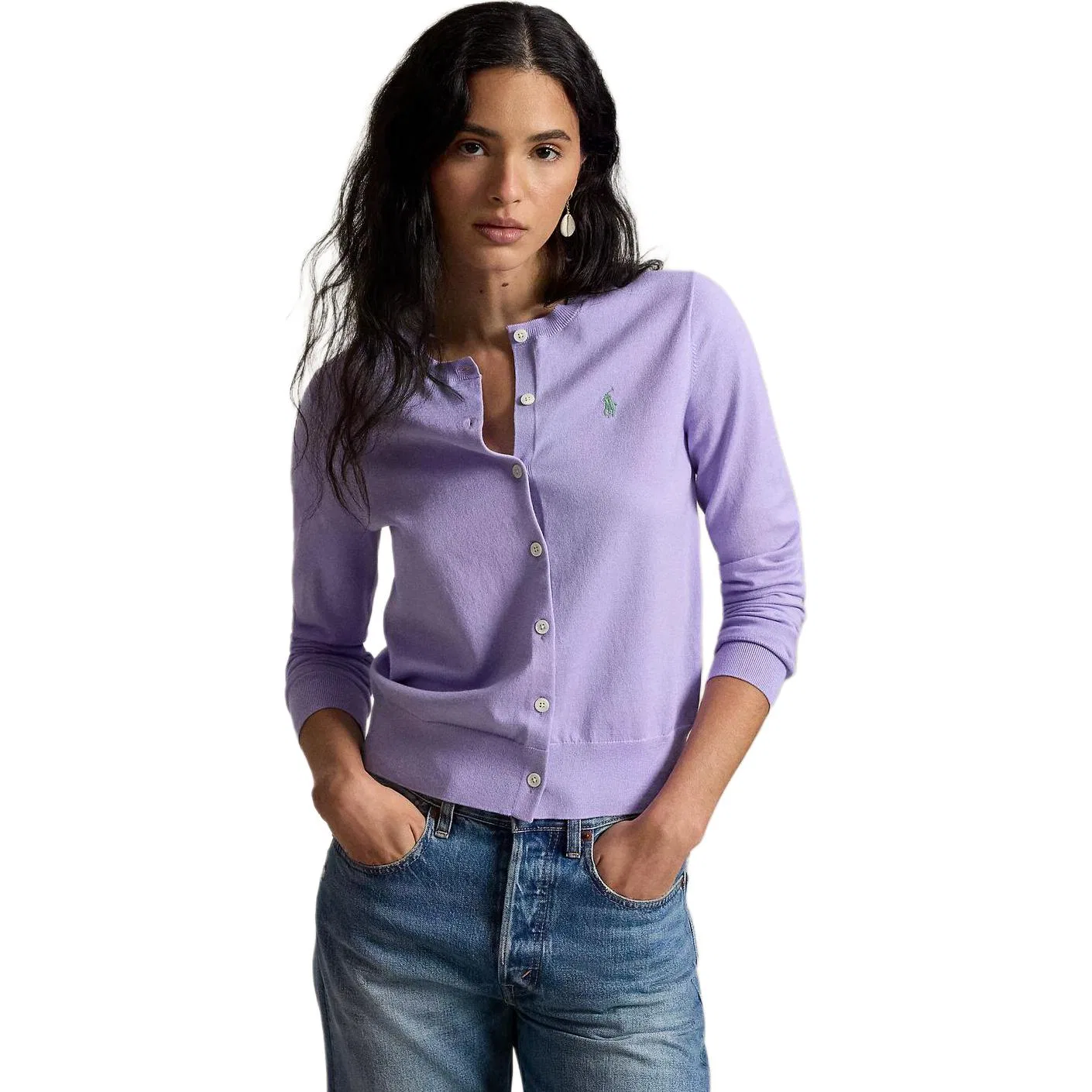 Женский трикотажный свитер с круглым вырезом, среднего кроя, Lavender, Polo Ralph Lauren — фото 4