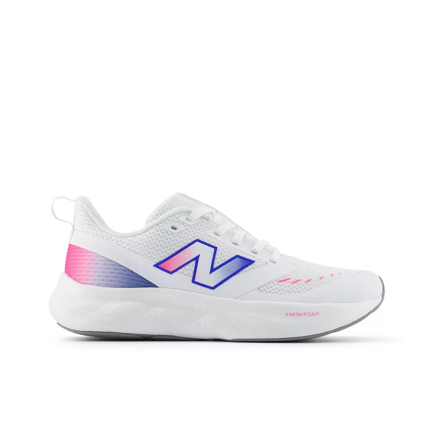 Детские кроссовки для повседневной носки с дышащим верхом 625 Lace New Balance, White With Pink Heat And Bluebird
