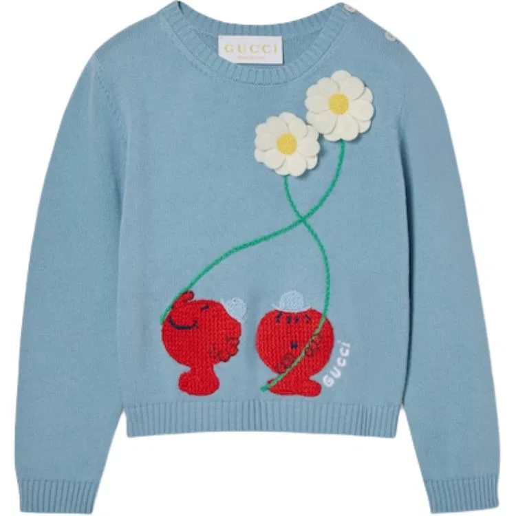 Свитер с круглым вырезом, GUCCI, Light Blue