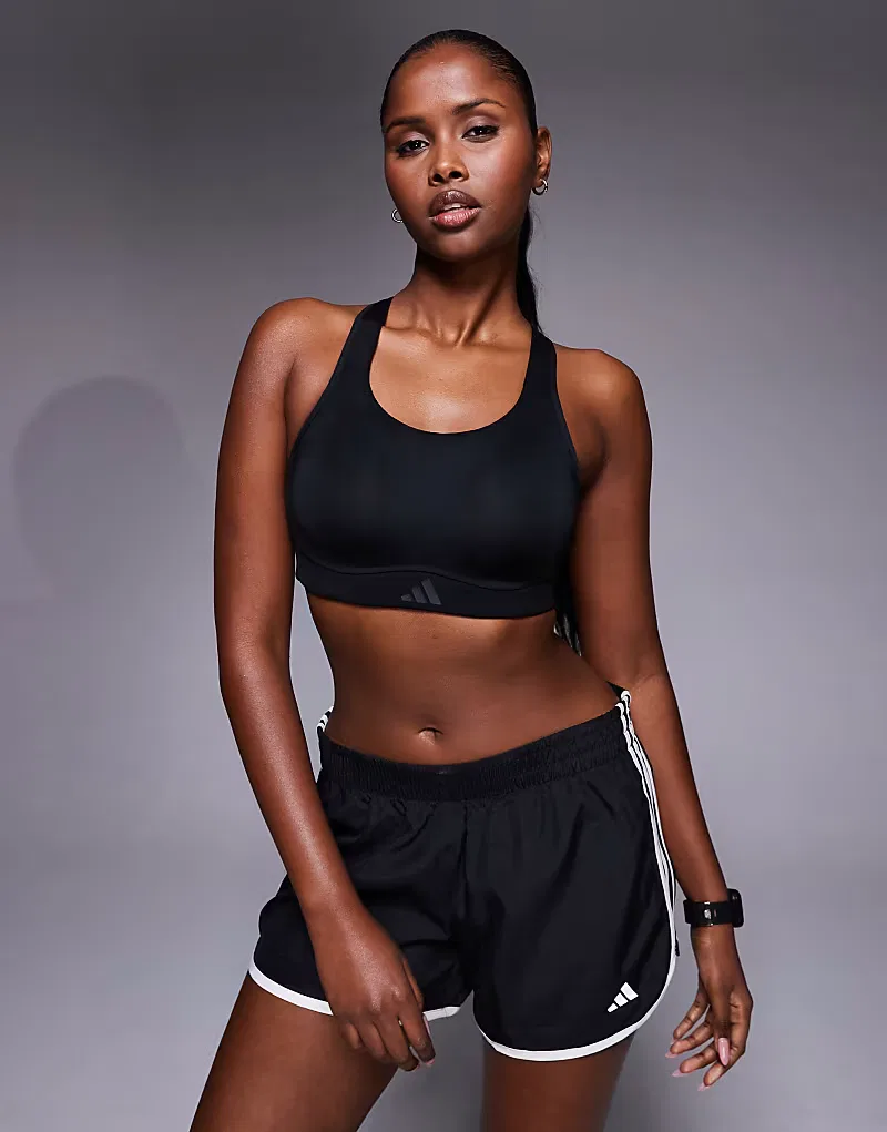 Спортивный бюстгальтер Adidas Training Optime с высокой степенью поддержки, черный