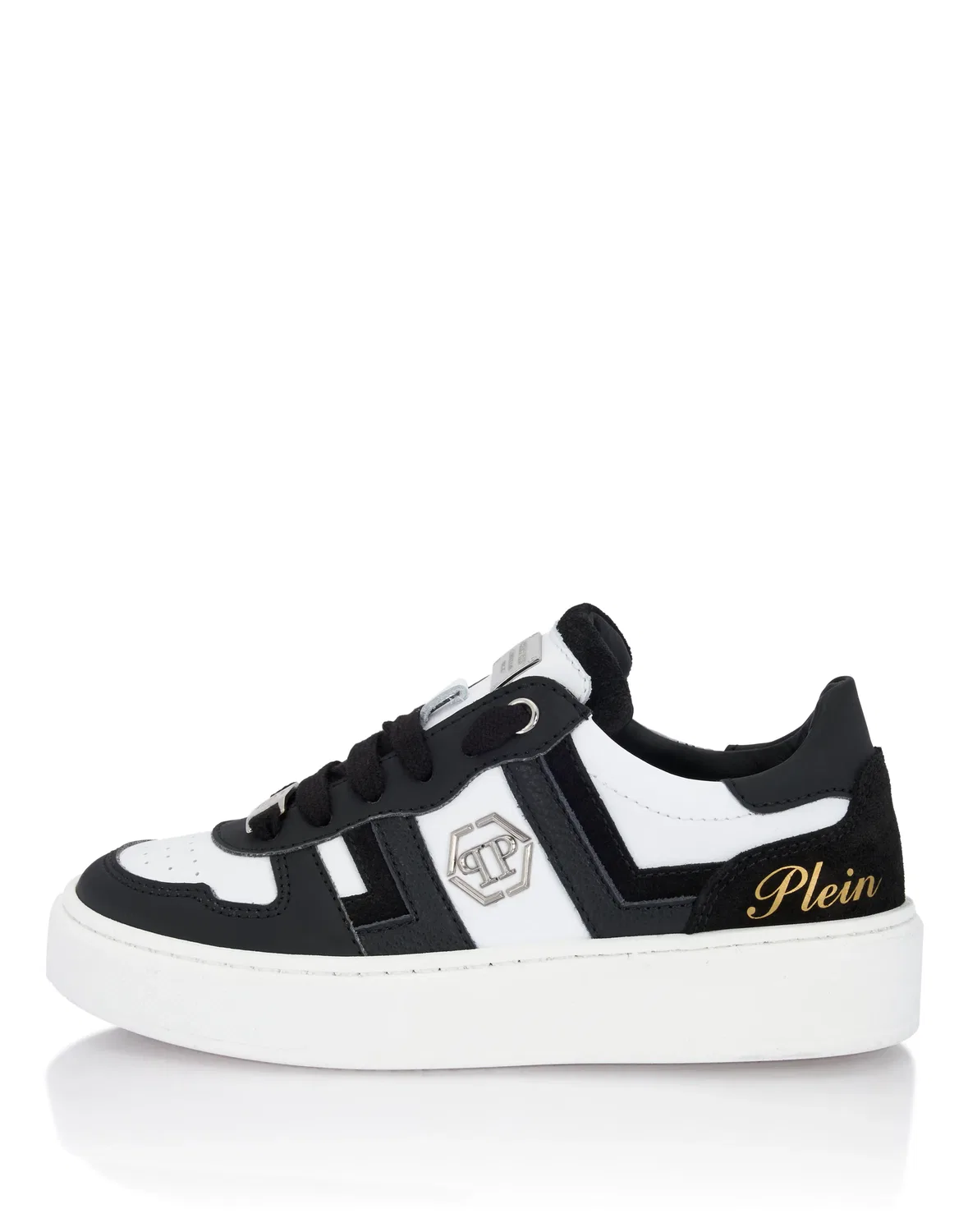 Детские кроссовки низкие с перфорацией Mix Materials Low-Top Sneakers PHILIPP PLEIN, White — фото 2
