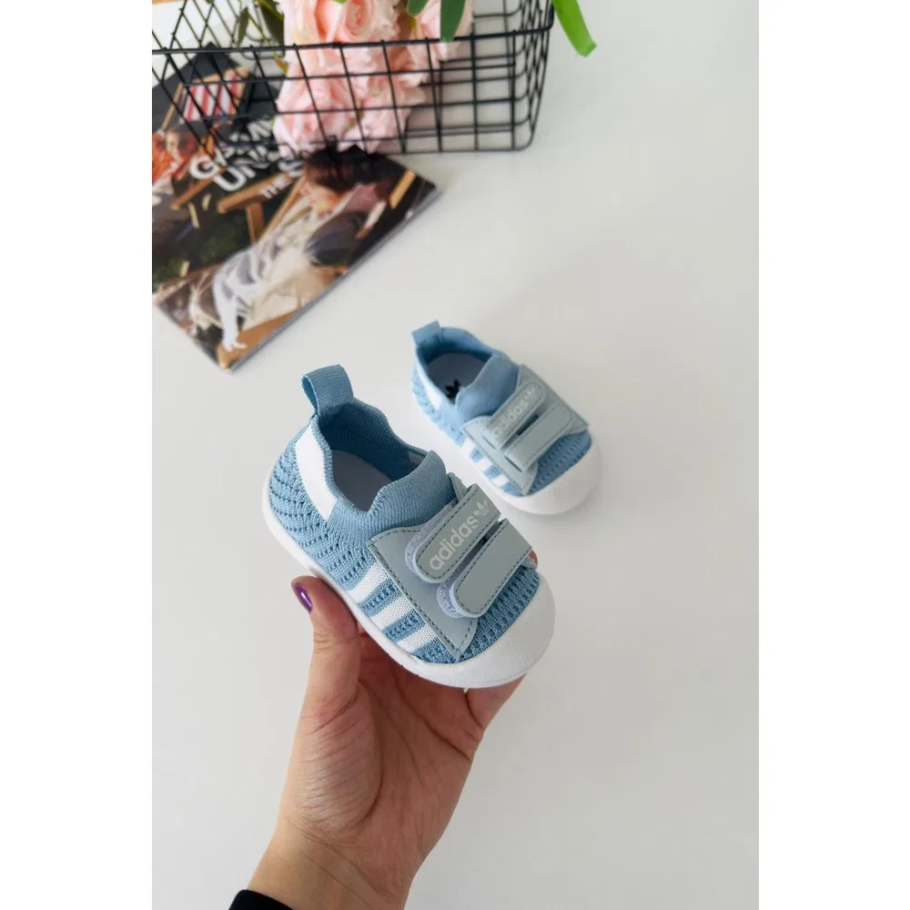 Детские босоножки-кроссовки на липучках с гибкой подошвой barefoot, Mavi Miniğimin Cicileri