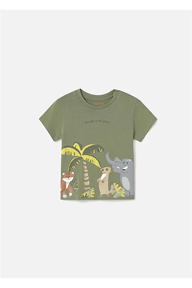 Детская футболка с принтом для мальчиков Jungle T-shirt Mayoral, Green — фото 2