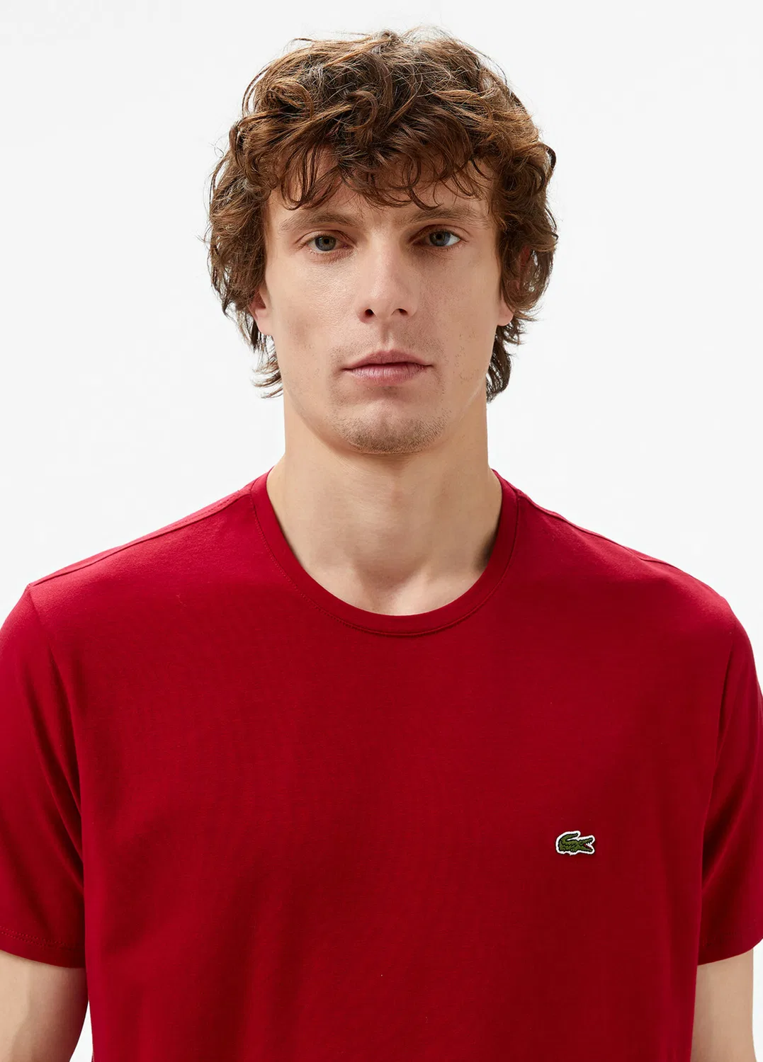 Футболка Lacoste slim fit, велосипедный воротник, бордовый — фото 2