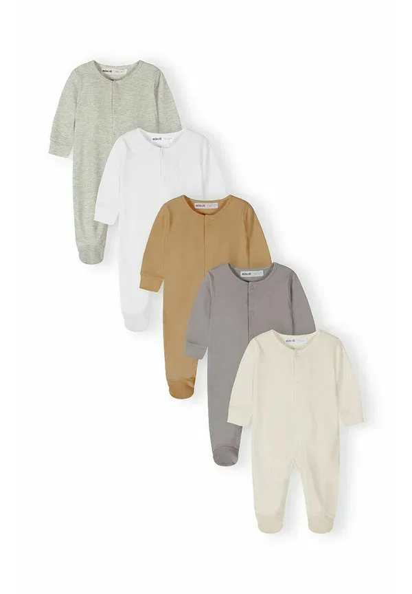 Боди с длинным рукавом и закрытыми ножками 5шт Cotton Minoti Grey, White, Beige, белый/серый/бежевый