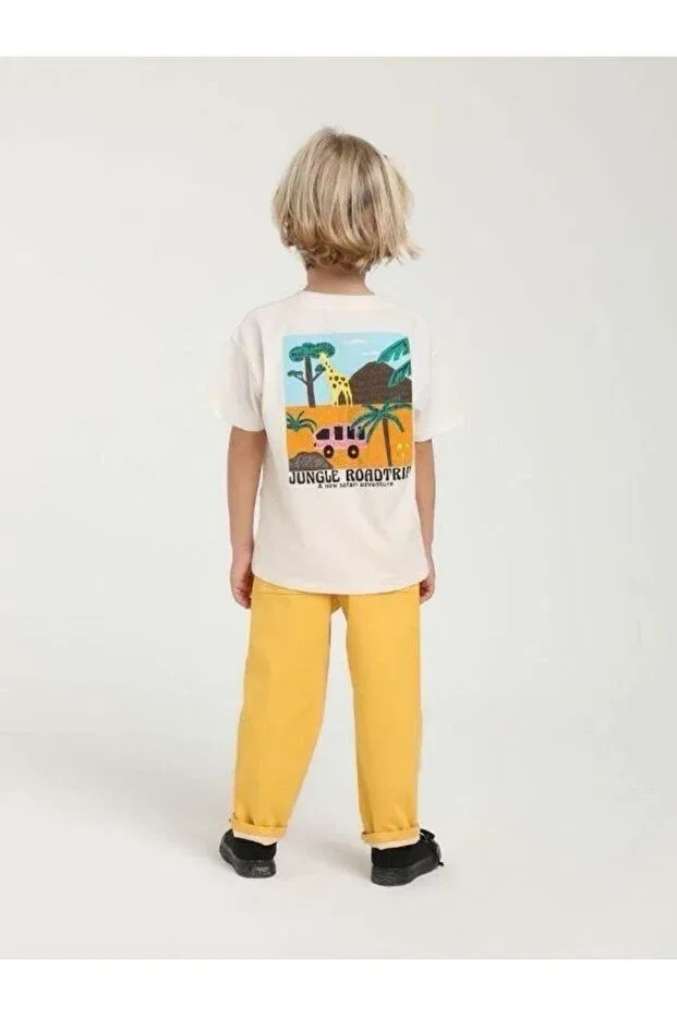 Детская футболка для мальчиков хлопковая с принтом Zekids, Ecru