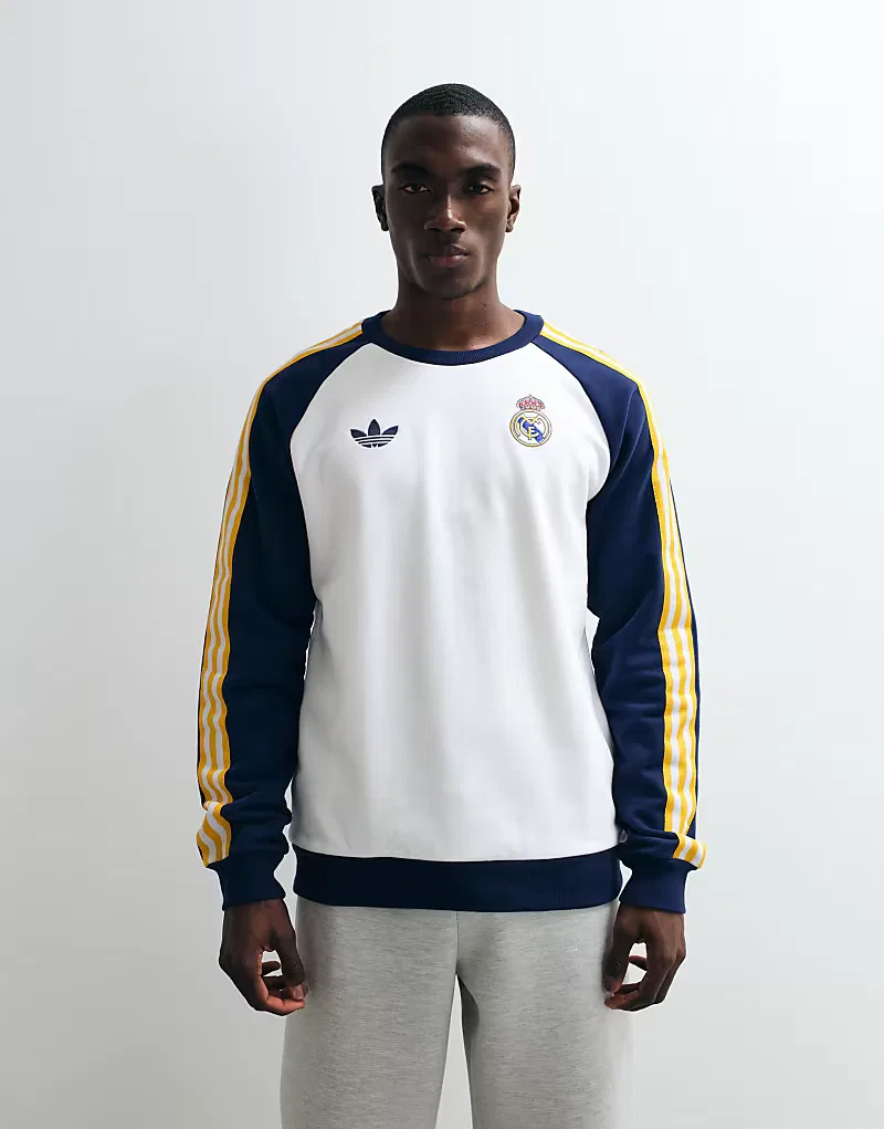 Спортивная футболка Adidas Performance Real Madrid Originals Crew Sweat белого/темно-синий