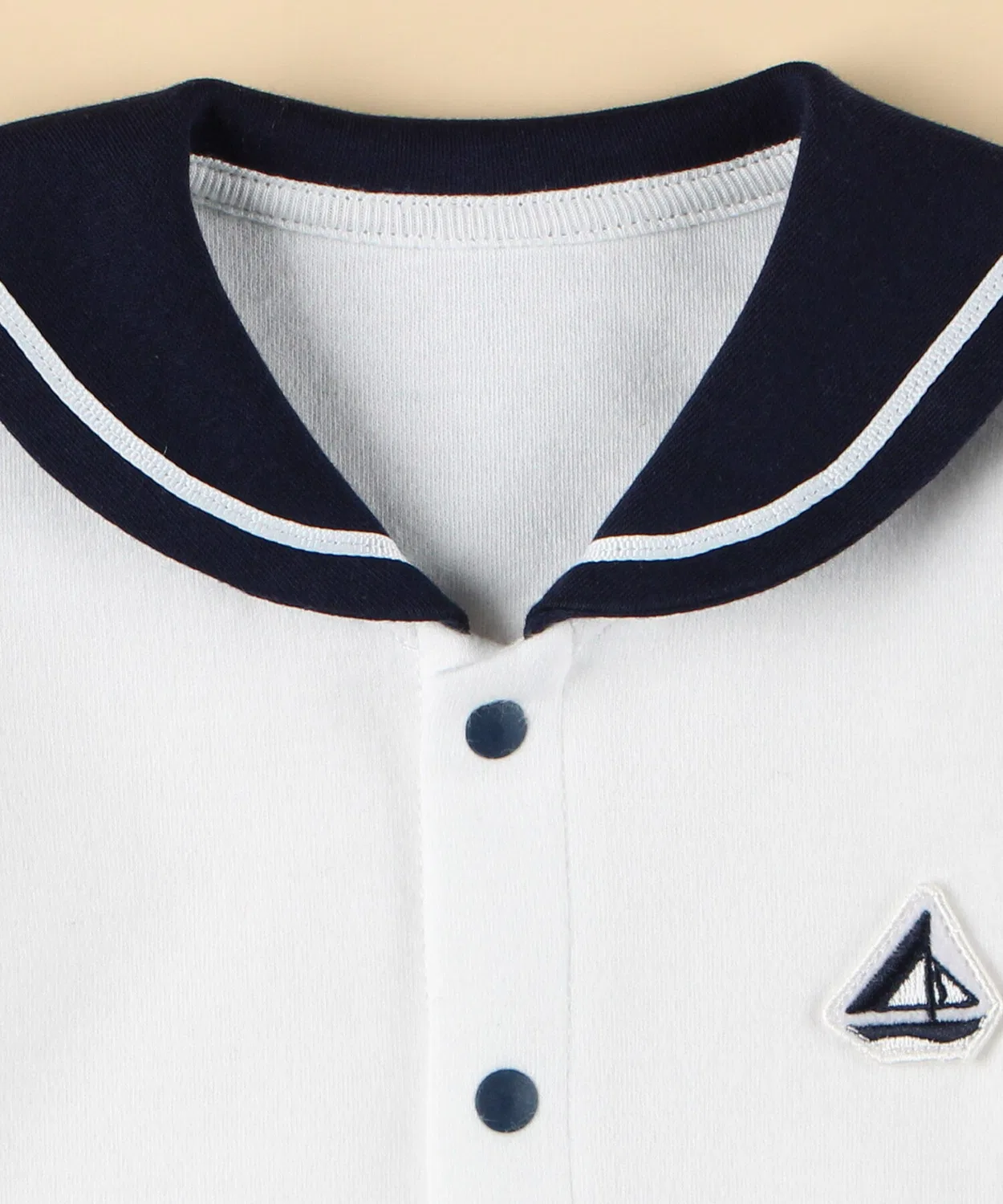 Детский комбинезон-кимоно с длинным рукавом модель Sailor Collar COMME CA ISM, White/Navy — фото 4