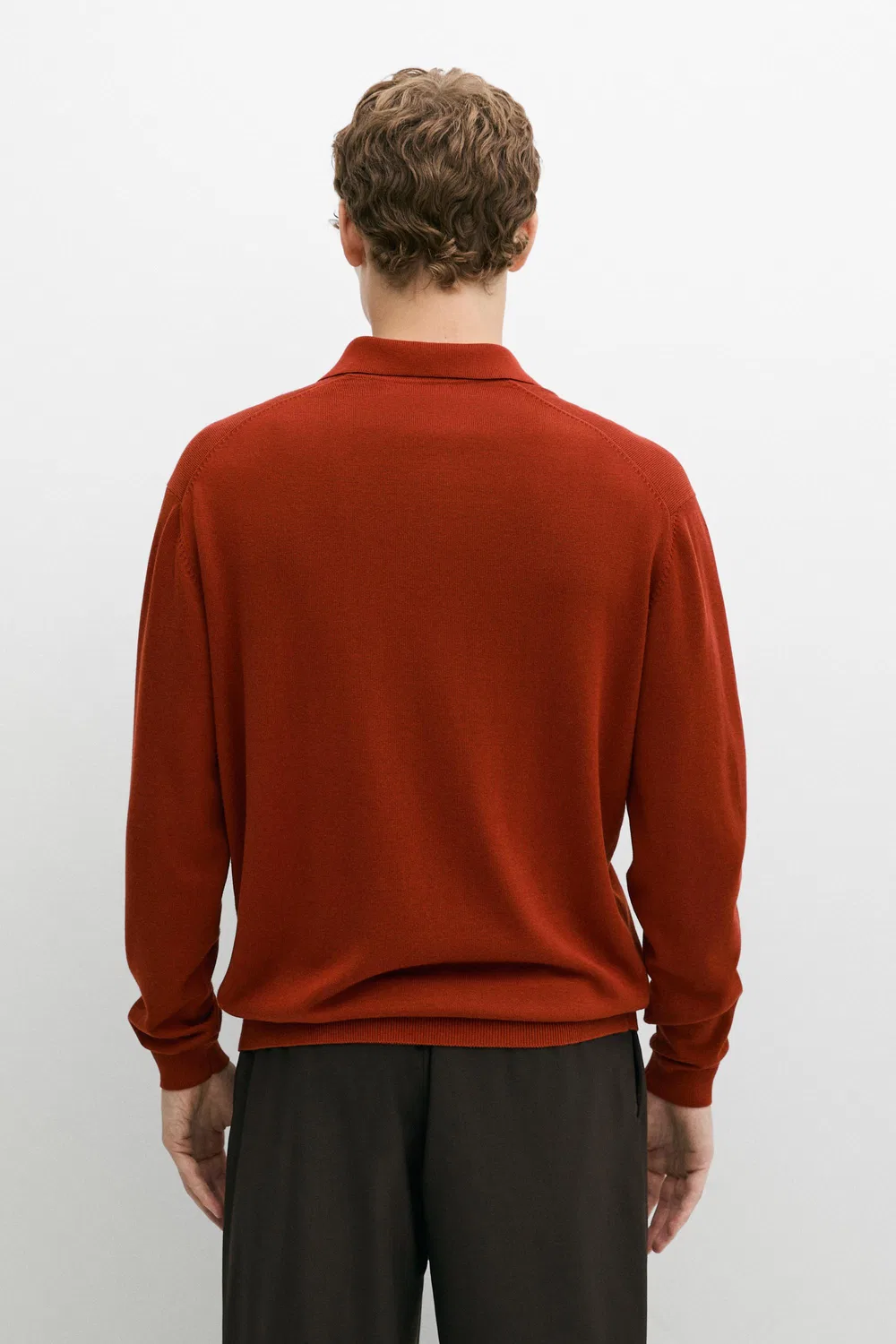 Свитер Massimo Dutti Polo Collar Knit, мандариновый — фото 4